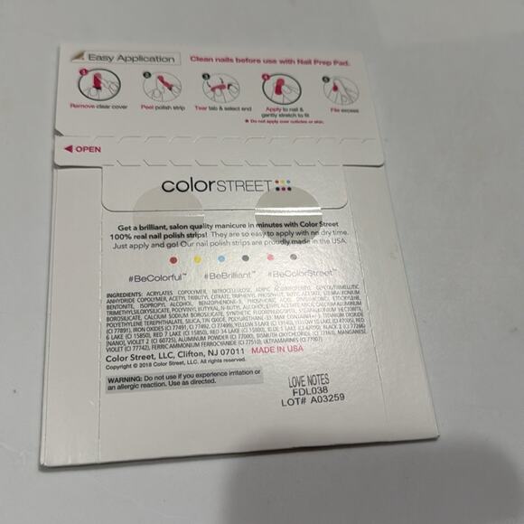 NWT Color Street "LOVE NOTES" Red Black Clear Cursive Love you Nail Strips - Picture 3 of 5